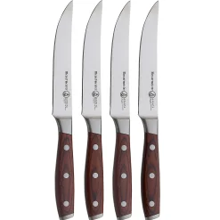 Messermeister Avanta Pakkawood 4 Piece Steak Knife Set, Brown Clearance