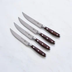 Messermeister Avanta Pakkawood 4 Piece Steak Knife Set, Brown Clearance