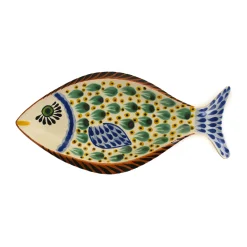 Gorky Pottery Mexican Hand Painted Green Fish Serving Dish, 14x25cm Discount