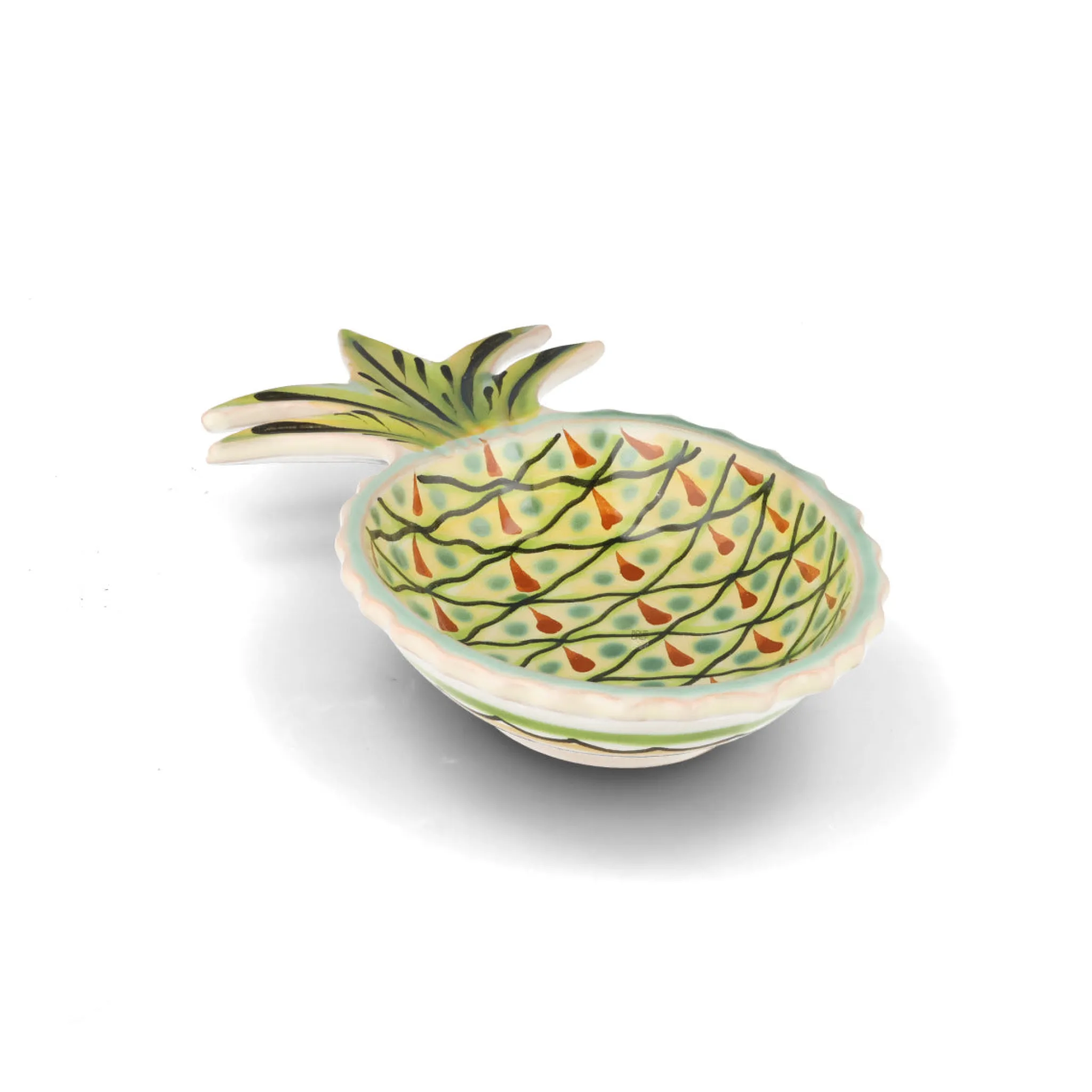 Gorky Pottery Mexican Hand Painted Green and Yellow Pineapple Large Plate, 23cm Hot