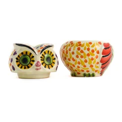Gorky Pottery Mexican Hand Painted Orange Owl Sugar Bowl Online