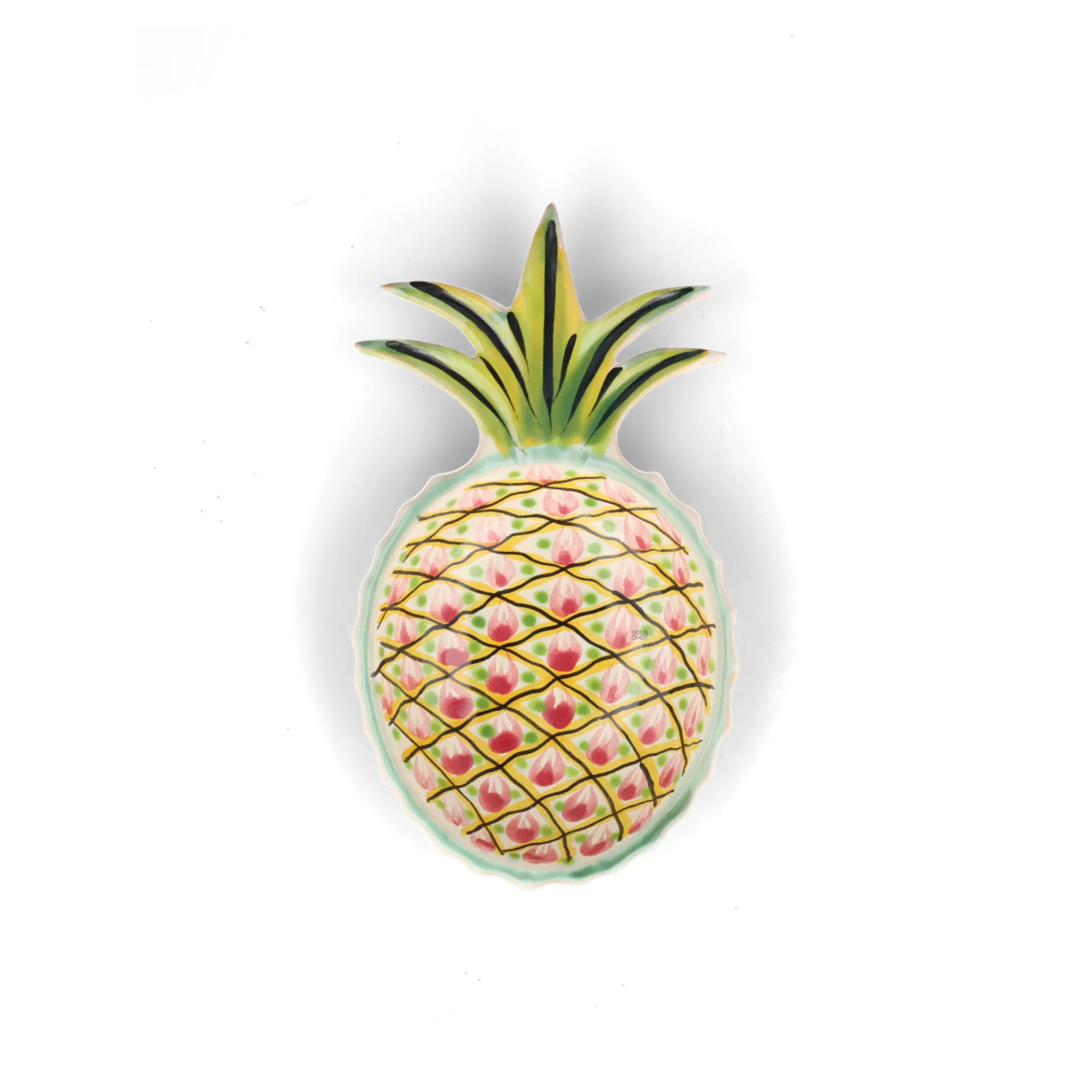 Gorky Pottery Mexican Hand Painted Purple and Yellow Pineapple Large Plate, 23cm Online