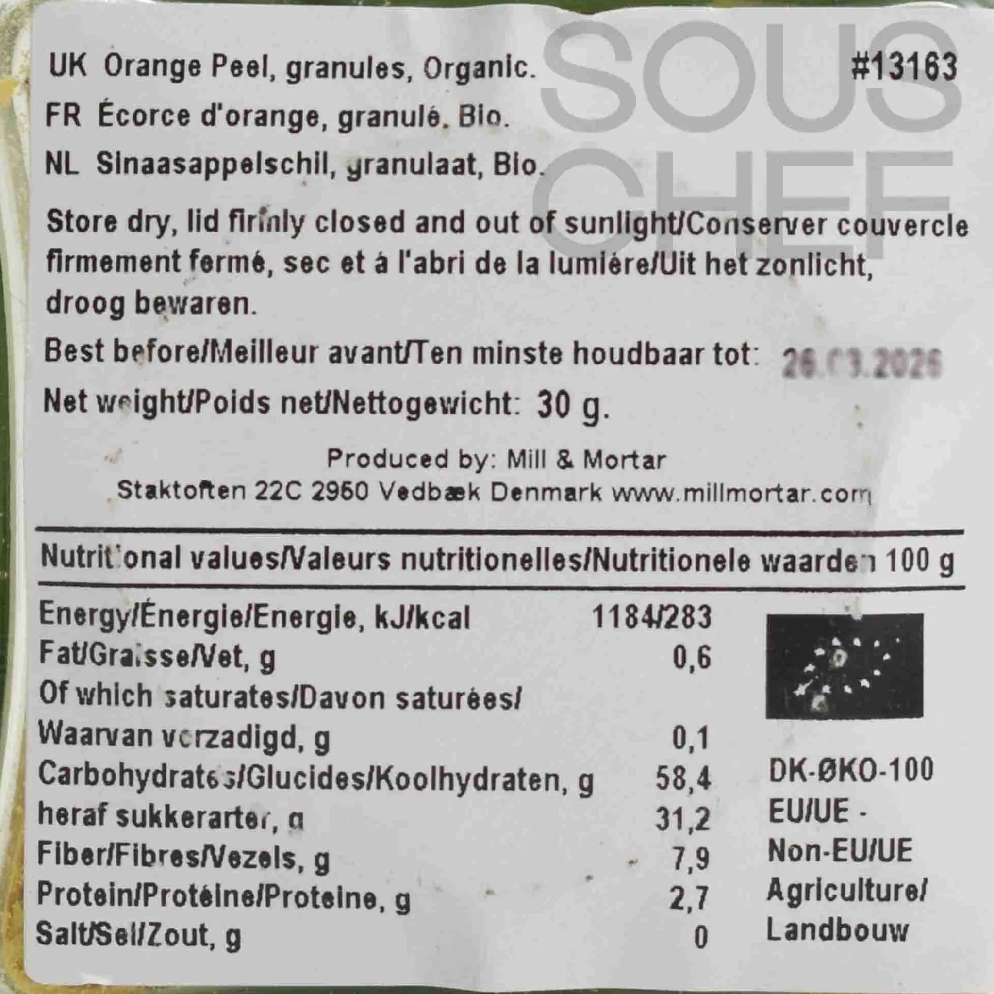 Mill & Mortar Organic Orange Peel, 30g New