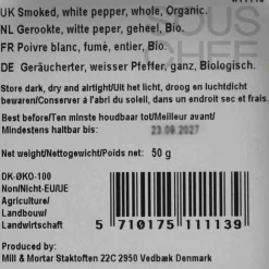 Mill & Mortar Organic Smoked White Pepper, 50g Discount