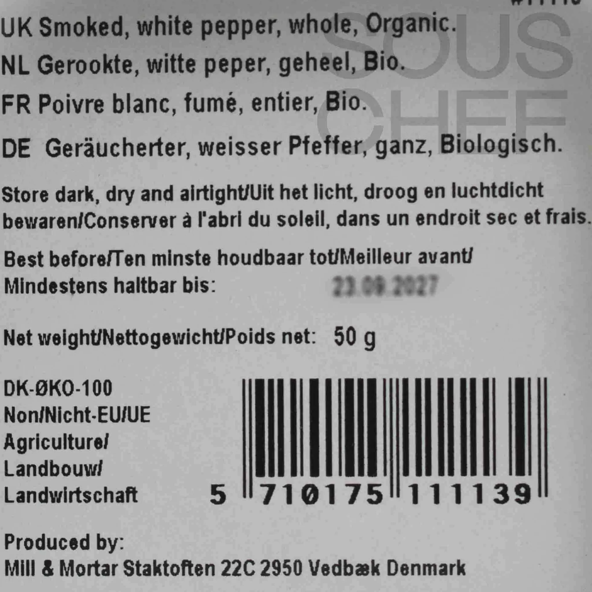 Mill & Mortar Organic Smoked White Pepper, 50g Discount
