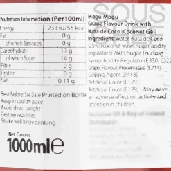 Mogu Mogu Nata De Coco Grape Drink, 1 Litre