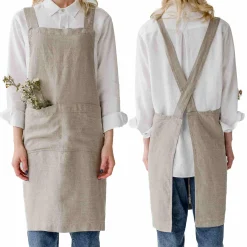 Linen Tales Natural Crossback Linen Apron Clearance