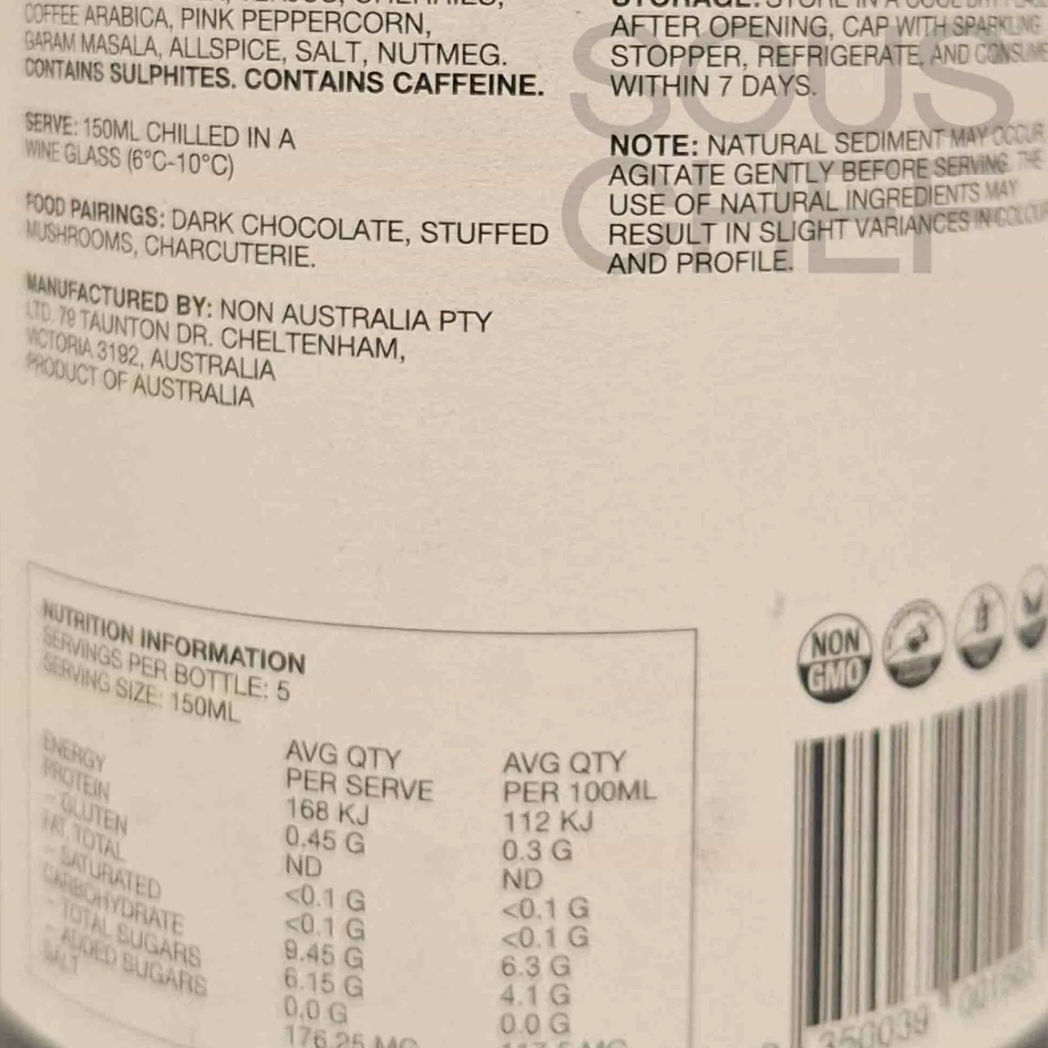 NON 7 Stewed Cherry & Coffee Alcoholic Wine, 750ml Sale