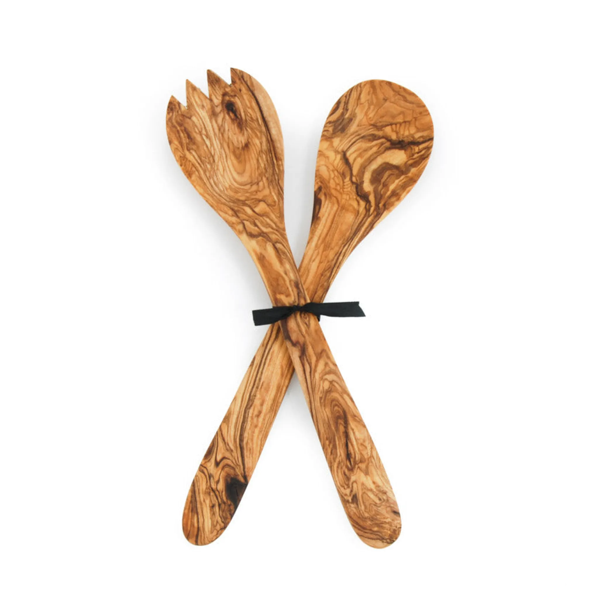 Naturally Med Olive Wood Salad Server Set, 30cm Discount