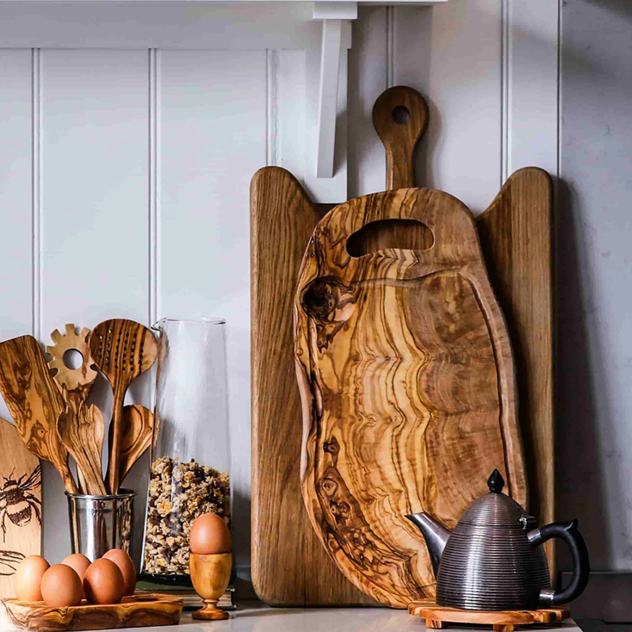 Naturally Med Olive Wood Slotted Spoon, 30cm Best