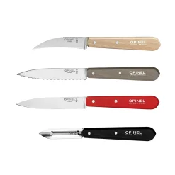 Opinel 4 Piece Red & Black Kitchen Essentials Knife Set Discount