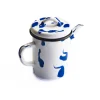 Kapka Enamel Paintstroke Enamel Teapot Blue & White, 11cm dia Best