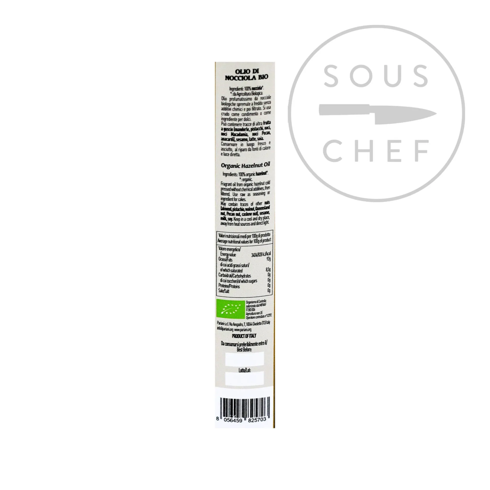 Pariani Organic Hazelnut Oil, 250ml