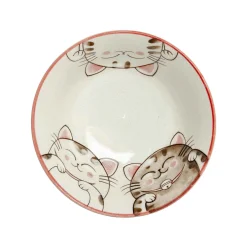 Kiji Stoneware & Ceramics Pink Lucky Cat Japanese Noodle Bowl, 15cm Hot