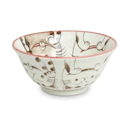 Kiji Stoneware & Ceramics Pink Lucky Cat Japanese Noodle Bowl, 15cm Hot