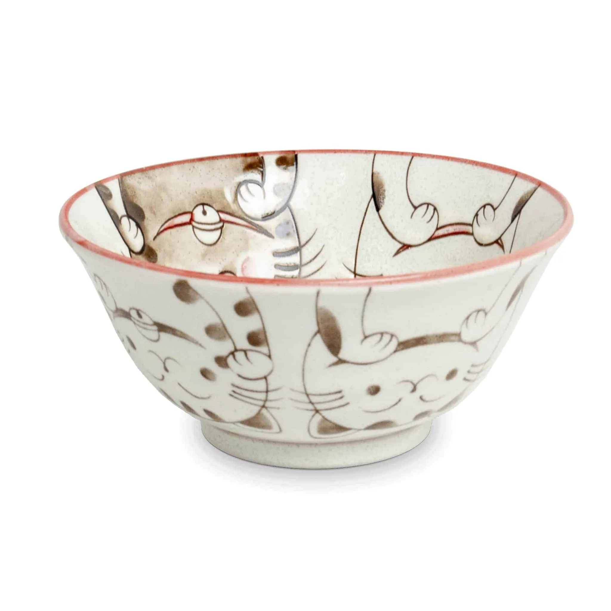 Kiji Stoneware & Ceramics Pink Lucky Cat Japanese Noodle Bowl, 15cm Hot