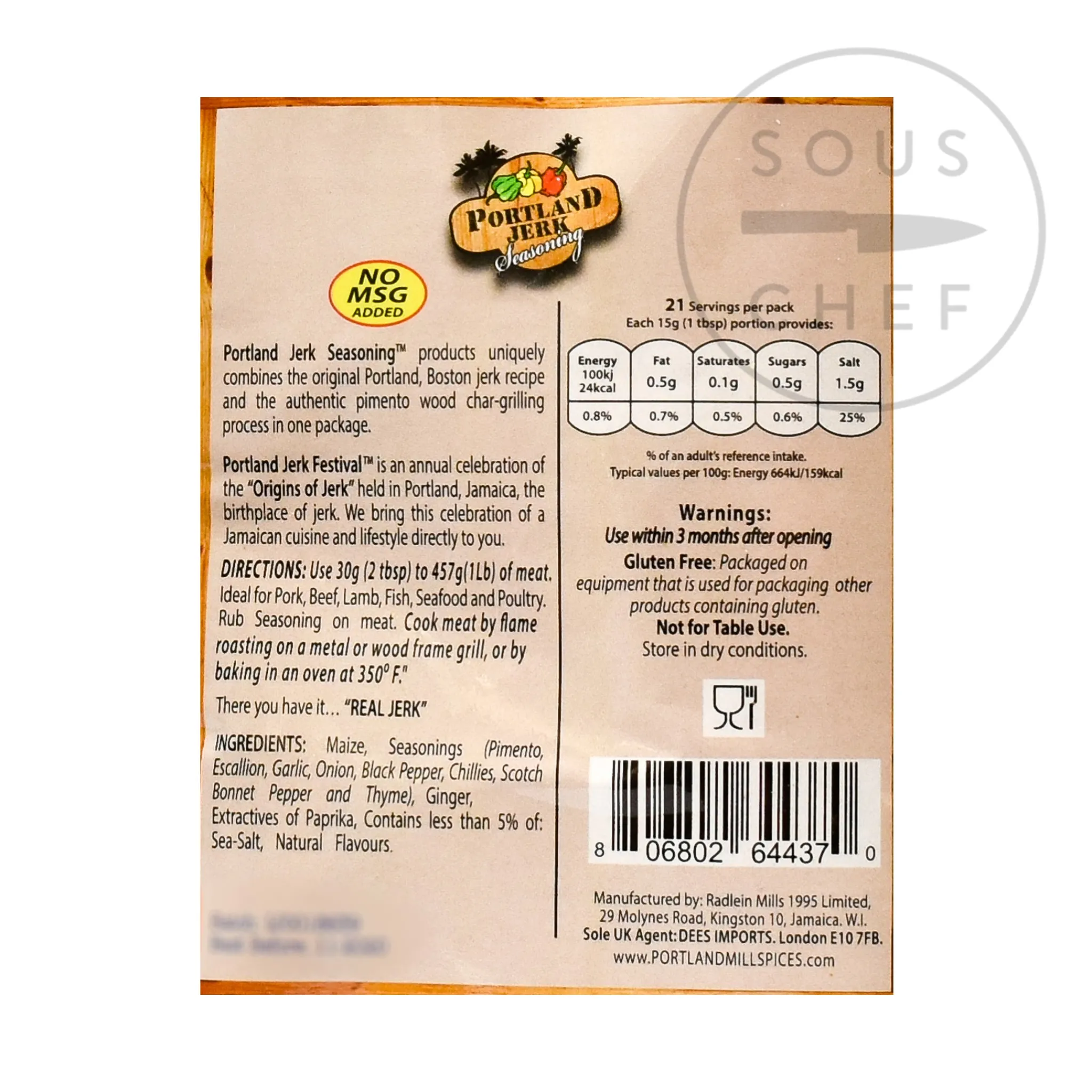 Radlein Mills Portland Jerk Seasoning, 250g