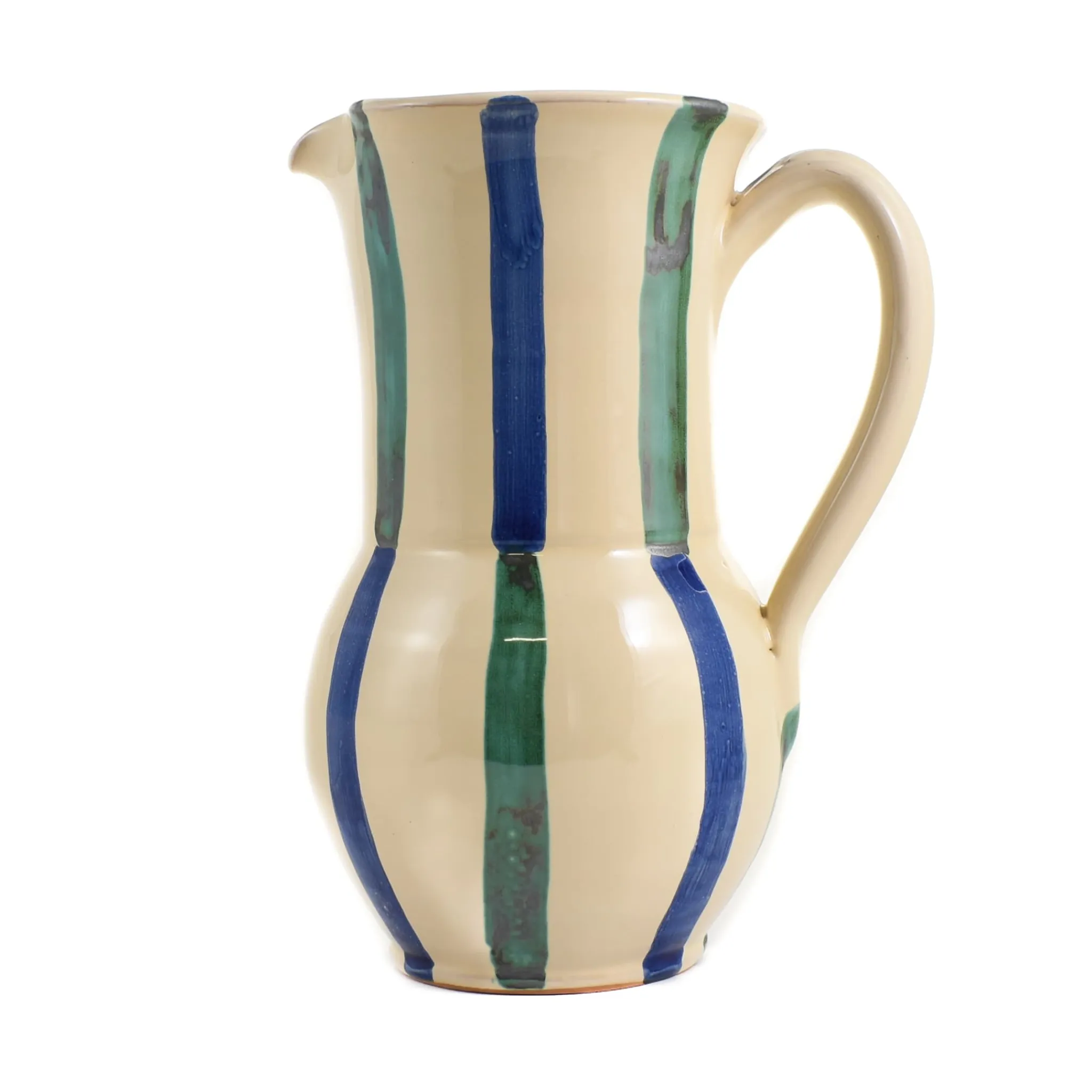 Puglia Handmade Puglia Aquamarine and Blue Stripe Pitcher