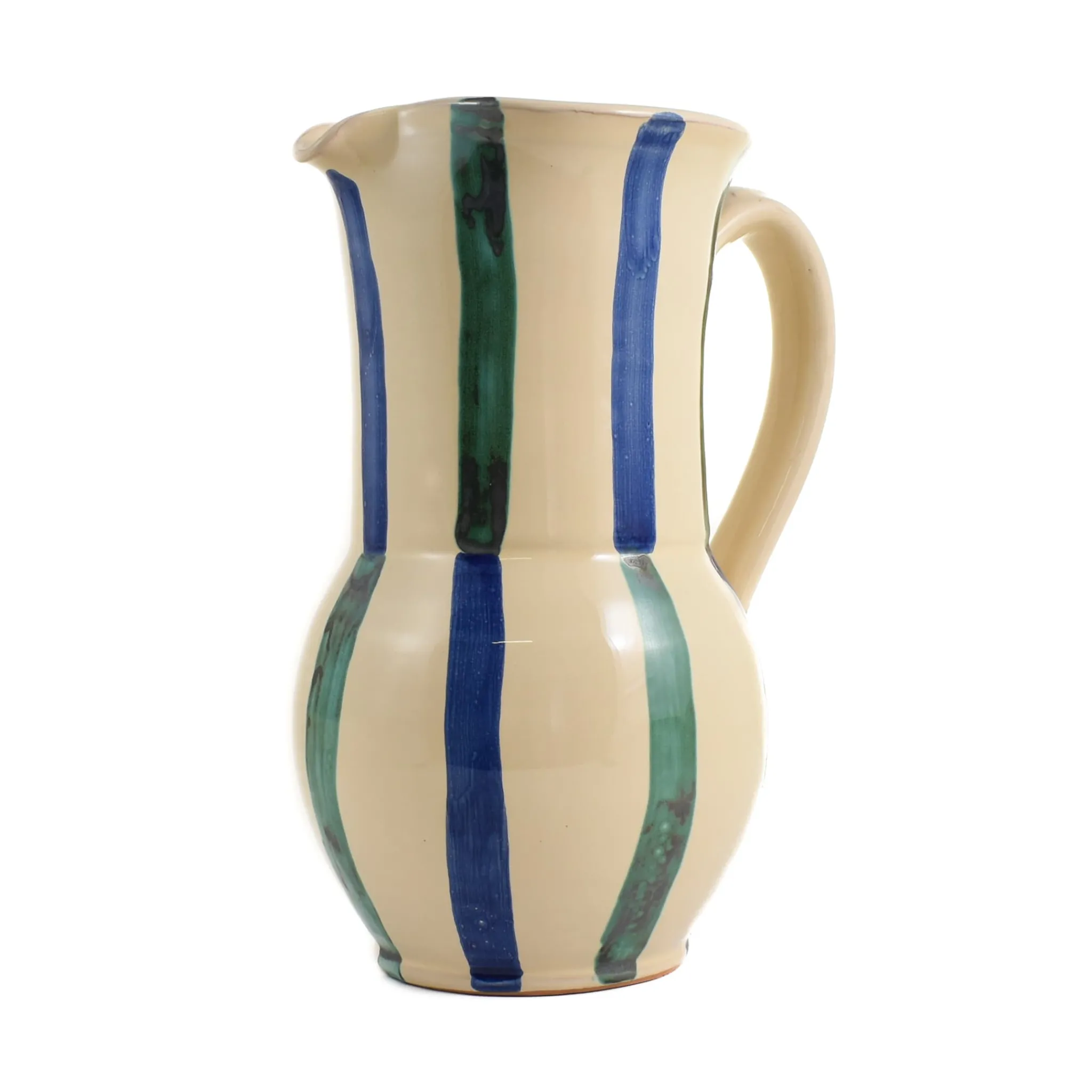 Puglia Handmade Puglia Aquamarine and Blue Stripe Pitcher