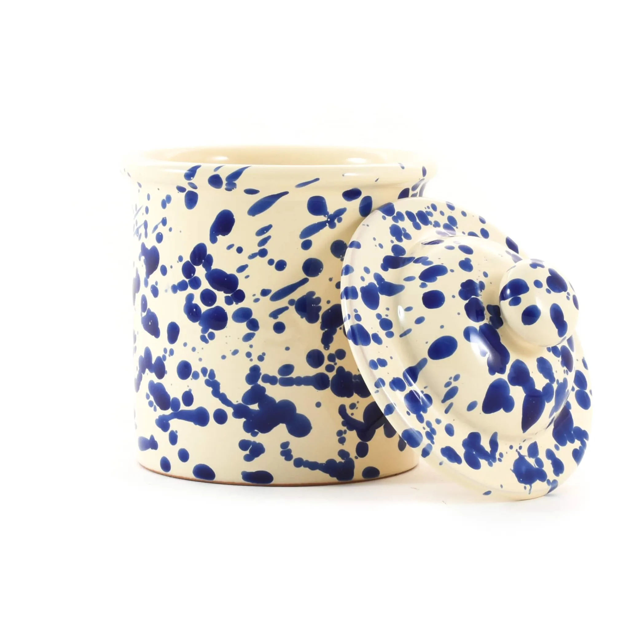 Puglia Handmade Puglia Blue Splatter Storage Jar, 15cm Clearance