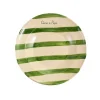 Puglia Handmade Puglia "Cacio E Pepe" Green Stripe Pasta Bowl, 29cm New