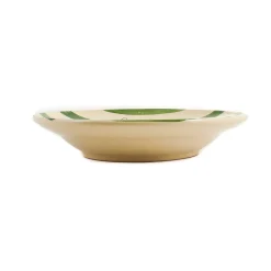 Puglia Handmade Puglia "Cacio E Pepe" Green Stripe Pasta Bowl, 29cm New