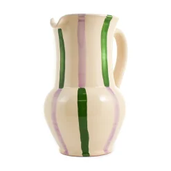 Puglia Handmade Puglia Green and Lilac Stripe Pitcher Hot