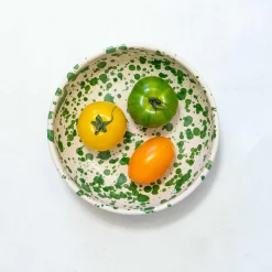 Puglia Handmade Puglia Green Splatter Bowl, 19cm Sale