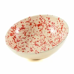 Puglia Handmade Puglia Red Splatter Large Salad Bowl, 28cm Clearance