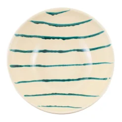 Puglia Handmade Puglia Teal Stripe Large Salad Bowl, 34cm Hot