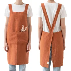 Linen Tales Rust Crossback Linen Apron Clearance