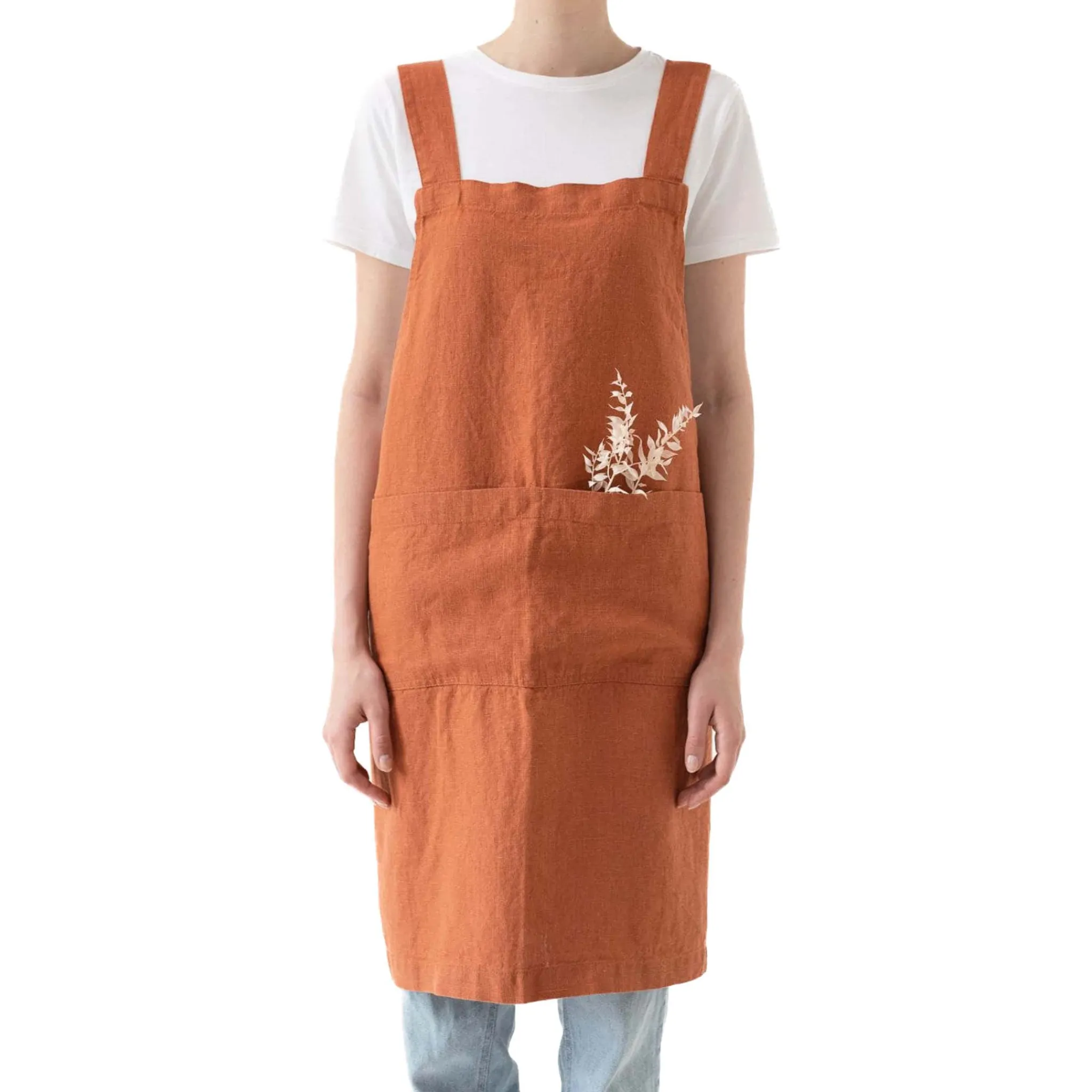 Linen Tales Rust Crossback Linen Apron Clearance
