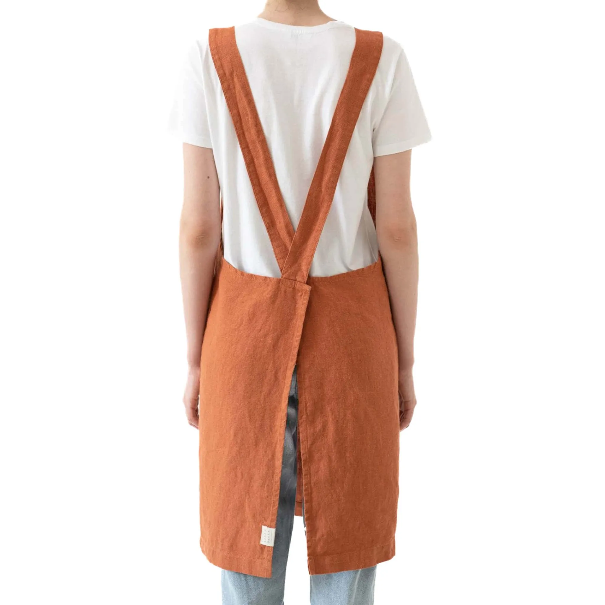 Linen Tales Rust Crossback Linen Apron Clearance