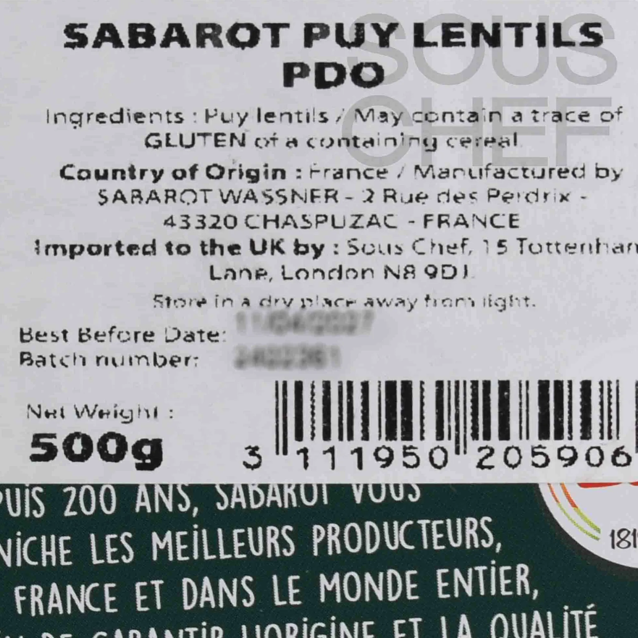 Sabarot PDO Puy Lentils in Metal Tin, 500g Best