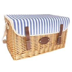 Les Jardin de la Comtesse Saint-Malo Blue Striped Picnic Basket with Table, 4 Person Clearance