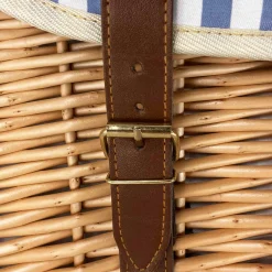 Les Jardin de la Comtesse Saint-Malo Blue Striped Picnic Basket with Table, 4 Person Clearance