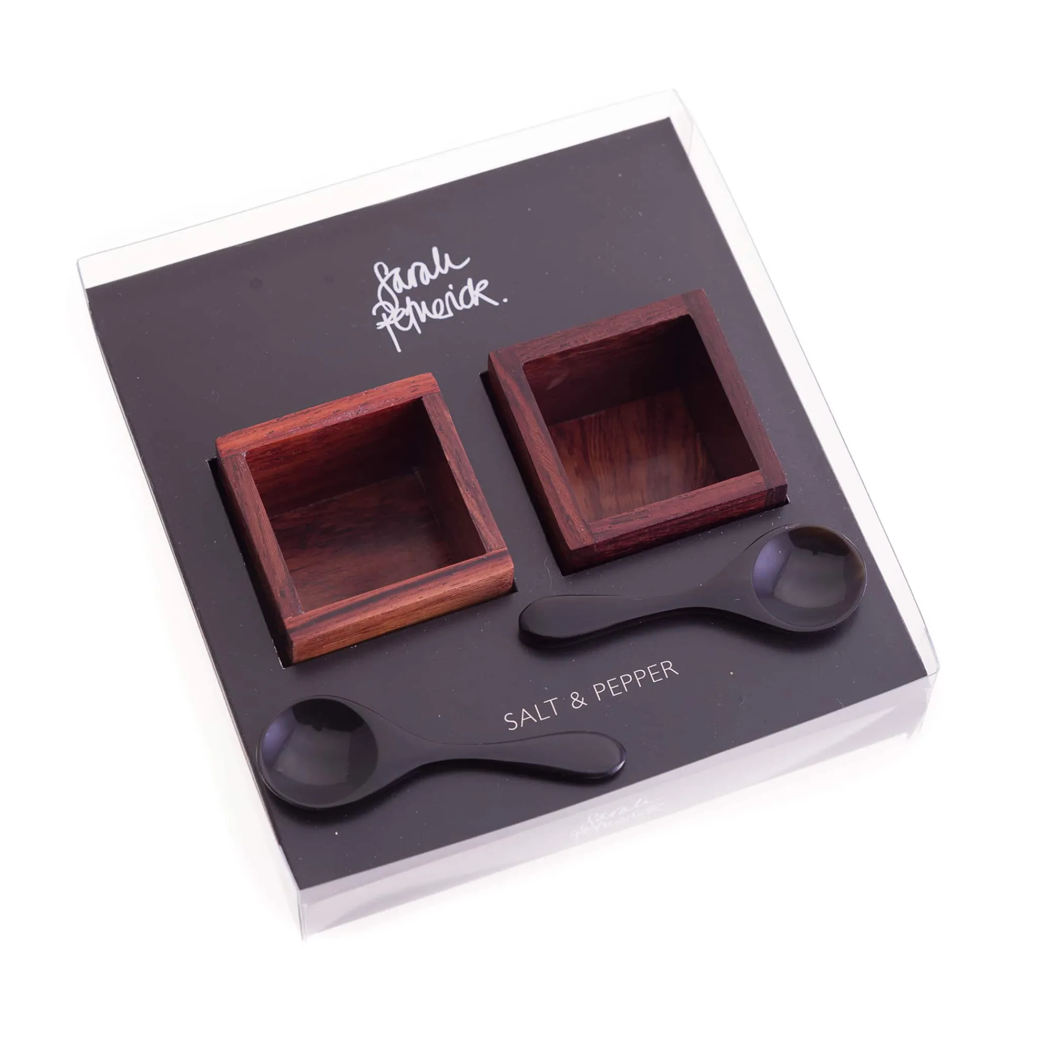 Sarah Petherick Rosewood Salt & Pepper Pots with Black Horn Spoons Discount