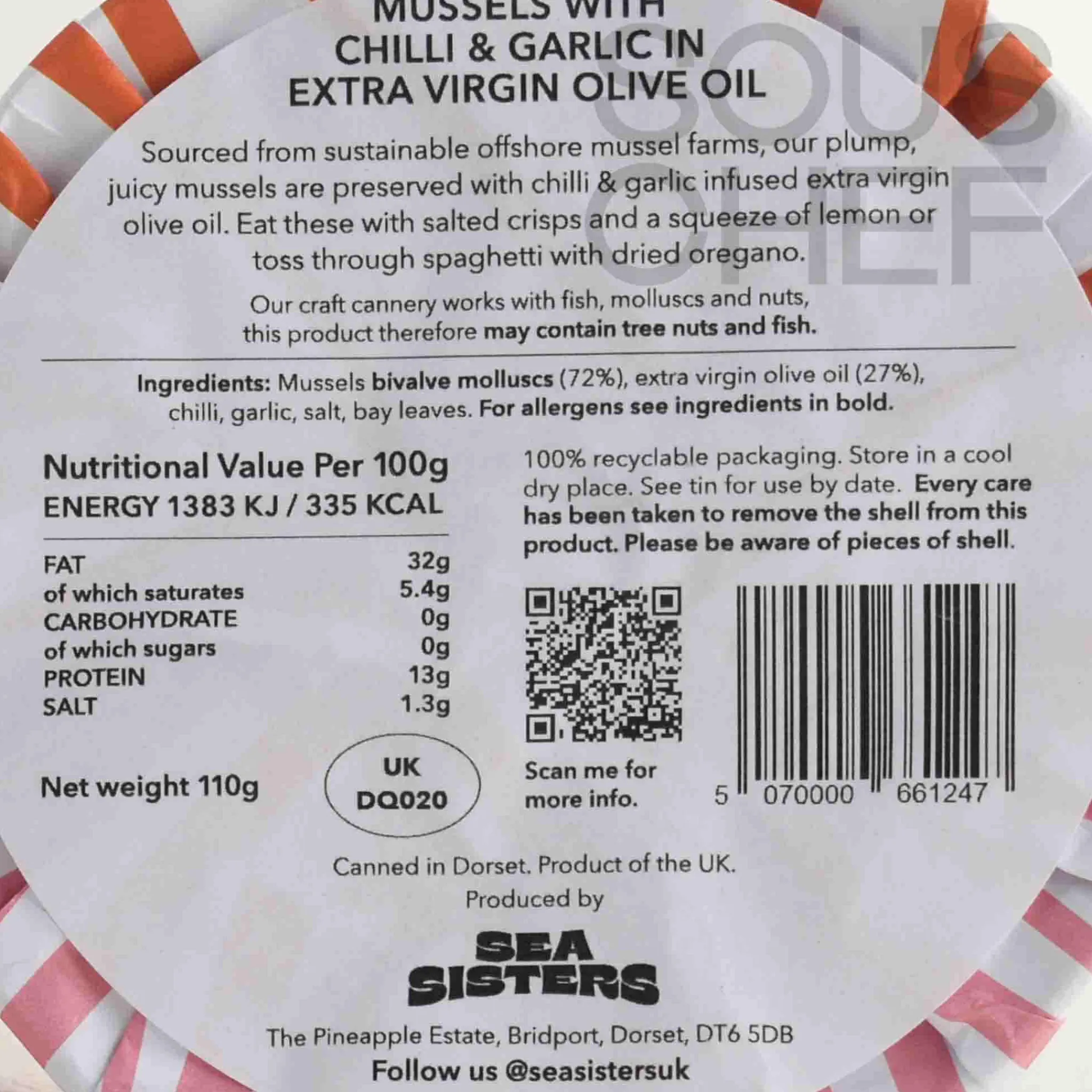 Sea Sisters Tinned Mussels With Chilli & Garlic Oil 110g Online