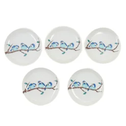 Seikou Porcelain Birds on Branch Garnish Plates, Set of 5, 5.5cm Best