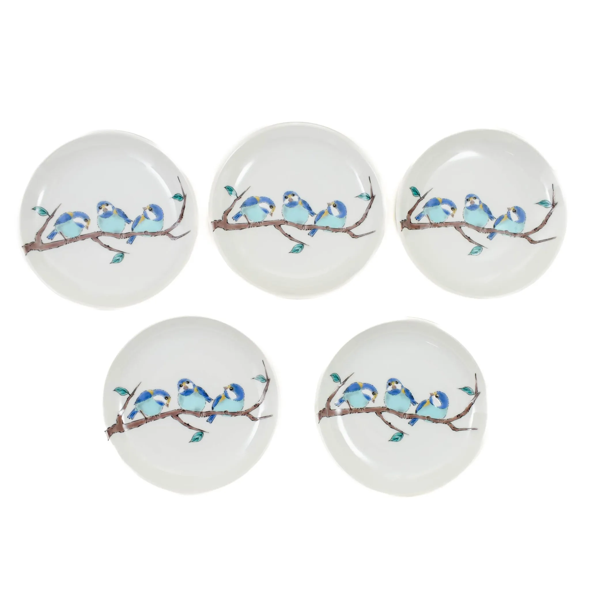 Seikou Porcelain Birds on Branch Garnish Plates, Set of 5, 5.5cm Best