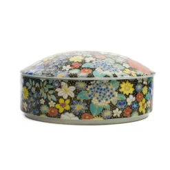 Seikou Porcelain Black Floral Motif Sweets Container, 3 Compartments New