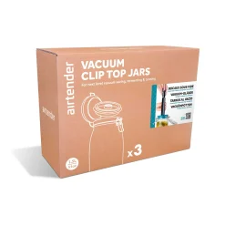 Airtender Set of 3 x Kilner Clip Top Jars with Vacuum Seal Lids New