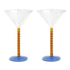&Klevering Set of 2 Amber Bubble Stem Martini Glasses, 150ml Discount