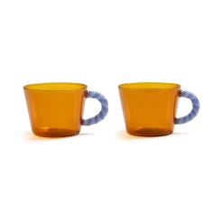 &Klevering Set of 2 Amber Glass Tea Cups, 300ml