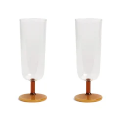 &Klevering Set of 2 Amber Stem Champagne Flute, 250ml Outlet