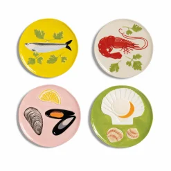 &Klevering Set of 4 Assorted Seafood Side Plates, 16cm New