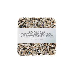 Liga Set of 4 Beach Clean Recycled Cork Square Coasters, 10cm Clearance