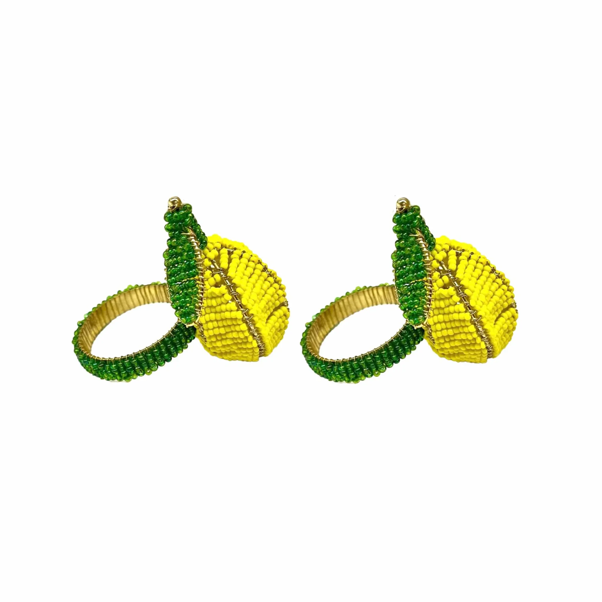 My Gifts Trade Set of 2 Beaded Lemon Napkin Rings New