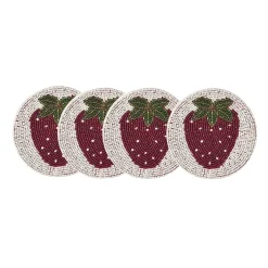 My Gifts Trade Set of 4 Beaded Strawberry Coasters Sale