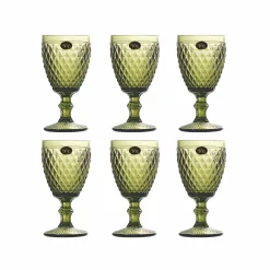Bright Glassware Set of 6 Green Diamond Wine Glasses, 350ml Best